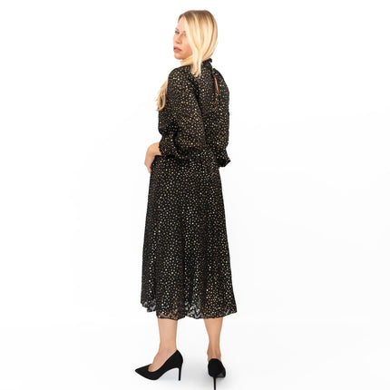 TED BAKER Elsiie Black Gold Star Midi Dress-Quality Brands Outlet-