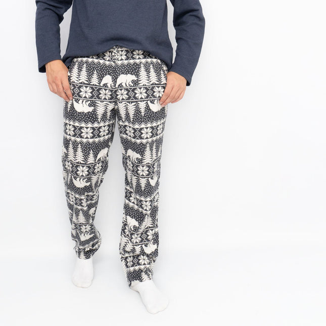Mens Christmas Pyjama Trousers Grey Polar Bear Pant Old Navy
