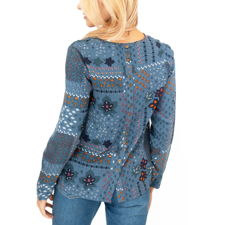 White Stuff Blue Piper Floral Long Sleeve Top