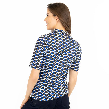 Karen Millen Womens T-Shirt Blue Geometric Summer - Quality Brands Outlet