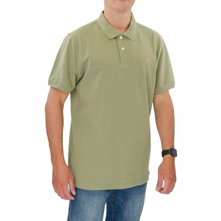Crew Clothing Polo Shirt Classic Pique Cotton Light Khaki Green - Quality Brands Outlet