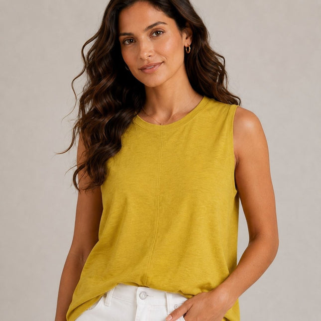 White Stuff Rylee Linen Vest Top Yellow - Quality Brands Outlet