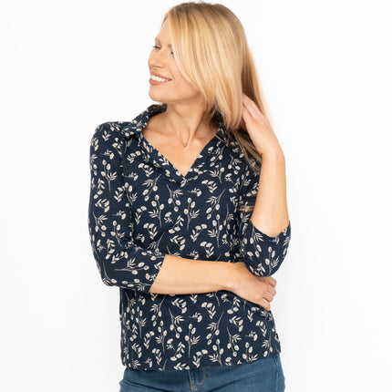 Seasalt Wavecrest Navy Blue Floral Jersey Top-Quality Brands Outlet-
