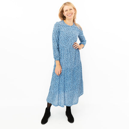 Seasalt Blue Leaves Charbon Midi Dress-Quality Brands Outlet-