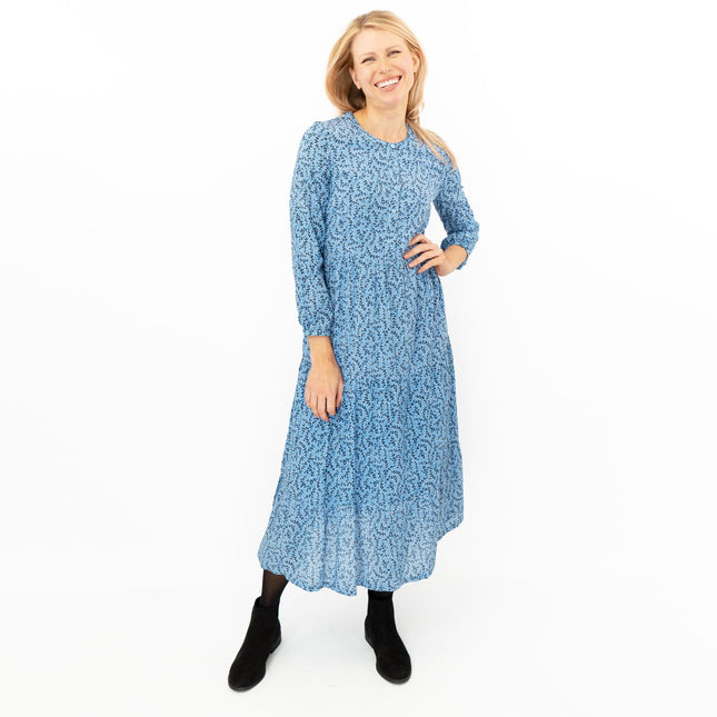 Seasalt Blue Leaves Charbon Midi Dress-Quality Brands Outlet-