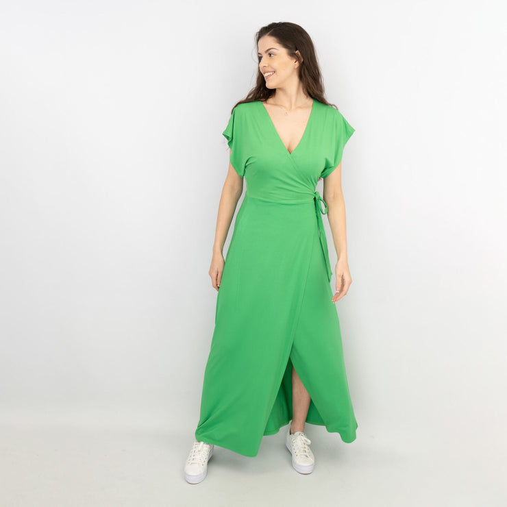 Coast Green Short Sleeve Cross Wrap Long Maxi Dresses