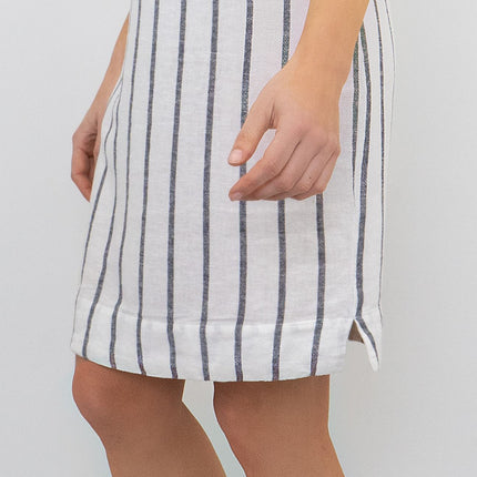 M&S Linen Blend Striped Sleeveless Dress