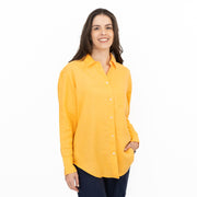 M&S Womens Yellow Pure Linen Collared Blouse
