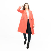 Phase Eight Revere Coat Wool Blend Double Breasted Knee Length Pink