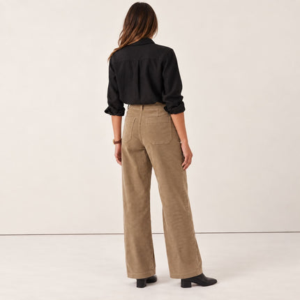 Womens Wide Leg Cord Trousers - Fawn