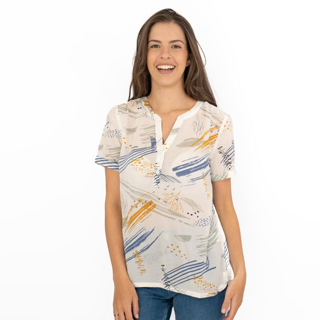 Seasalt Dancing Light White Print Short Sleeve Lightweight Summer Tops-Quality Brands Outlet-