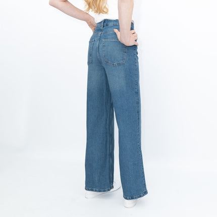 M&S Wide Leg Blue Jeans Medium Indigo Blue