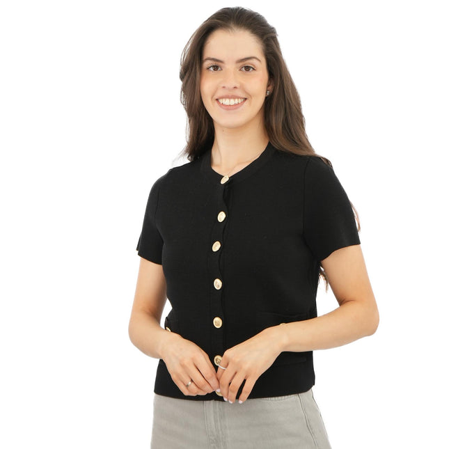 M&S Gold Button Short Sleeve Cardigan-Quality Brands Outlet-