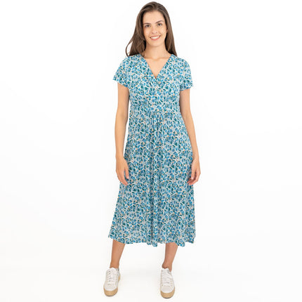 Seasalt Chapelle Blue Floral Short Sleeve Jersey Midi Dress-Quality Brands Outlet-