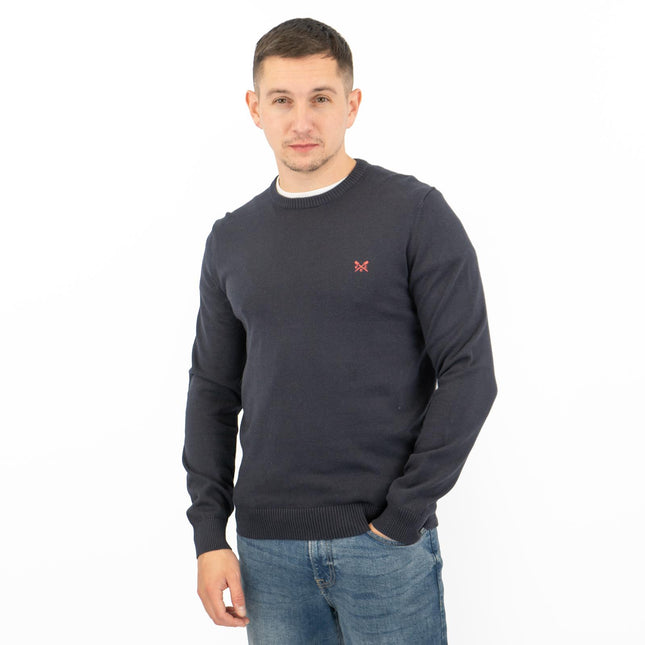 Crew Clothing Mens Knitted Jumper Long Sleeve Navy-Quality Brands Outlet-