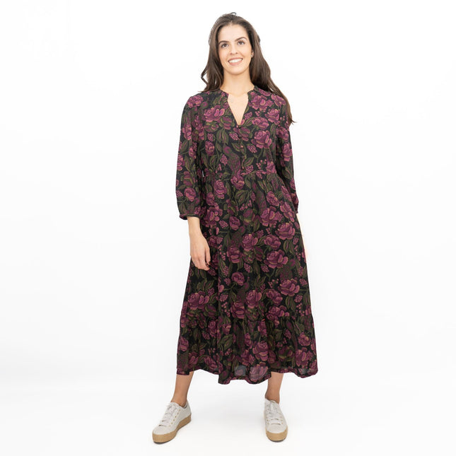 Seasalt Purple Engleheart Dress in Tapestry Bloom Grape Print Midi-Quality Brands Outlet-