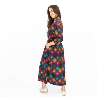 Seasalt Forestry Dress Purple Sparkler Geo Print - Quality Brands Outlet