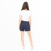 M&S Pleated Chino Shorts Navy Cotton & Elastane