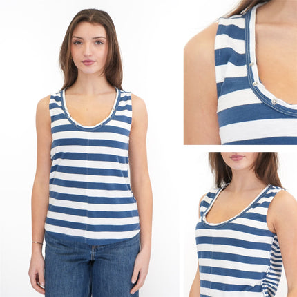 White Stuff Ava Stripe Organic Cotton Vest Top Navy