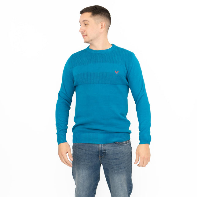 Crew Clothing Mens Rib Knitted Jumper Long Sleeve Blue-Quality Brands Outlet-