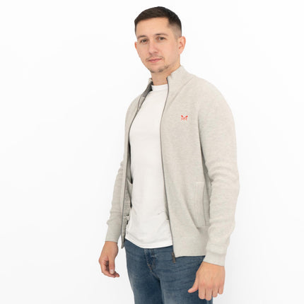 Crew Clothing Mens Cardigan Zip Up Grey - Quality Brands Outlet
