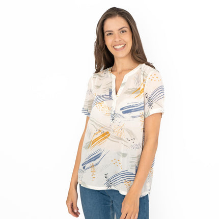 Seasalt Dancing Light White Print Short Sleeve Lightweight Summer Tops-Quality Brands Outlet-