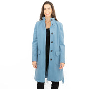 M&S Blue Belted Funnel Neck Trench Coat