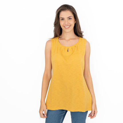 Seasalt Bright Beach Yellow Summer Vest Keyhole Sleeveless Tops-Quality Brands Outlet-