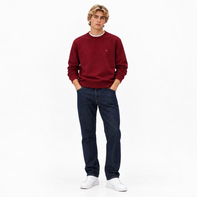 Mens Sweatshirts Terry Crew Neck Tops – Red-Quality Brands Outlet-