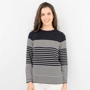 Wood On The Hill Women Long Sleeve Navy Striped Lightweight Jumpers
