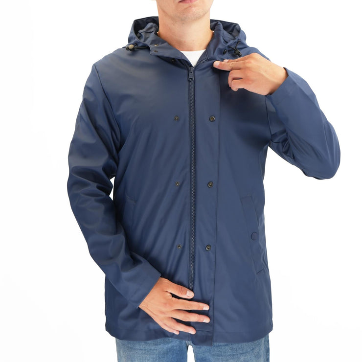 Threadbare Mac Raincoat Showerproof Navy Blue Hooded