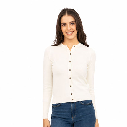 M&S Cardigan Classic Button Up White