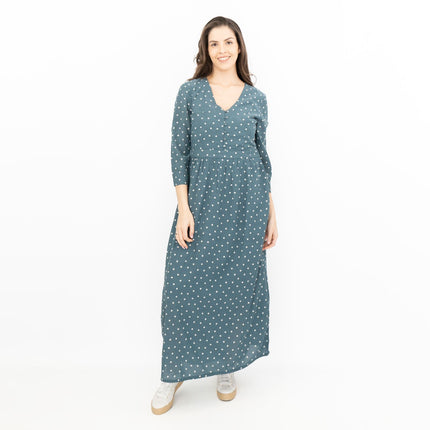 Seasalt Blue Feather Slate Polka Dot Midi Dress-Quality Brands Outlet-