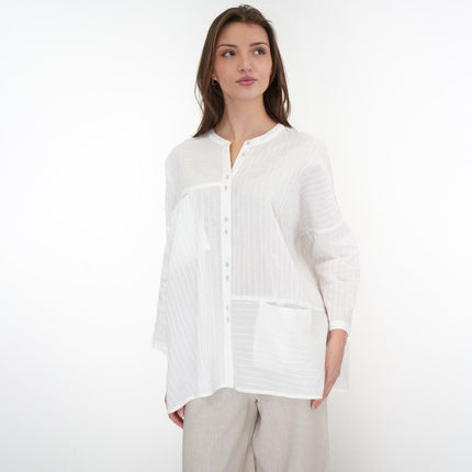 East Clothing Shirt Relaxed Fit White Cotton Blouse - Quality Brands Outlet