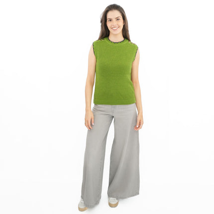 M&S Scalloped Crew Neck Button Detail Vest Tank Top - Quality Brands Outlet