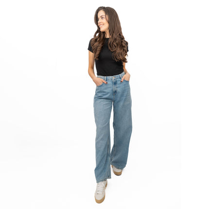 M&S Slouchy Wide Leg Jeans Light Blue Denim - Quality Brands Outlet
