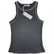 Mint Velvet Ribbed Embellished High Neck Vest Top Black - Quality Brands Outlet