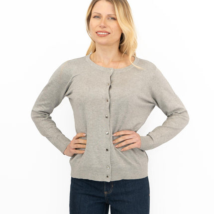Dorothy Perkins Womens Cardigan Crew Neck Button Up Grey-Quality Brands Outlet-