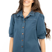 Monsoon Denim Shirt Dress Blue