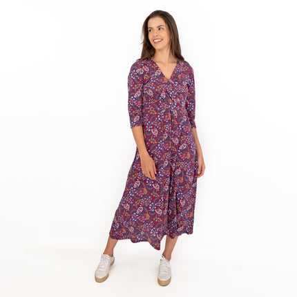Seasalt Red Floral Chacewater Jersey Midi Dress-Quality Brands Outlet-