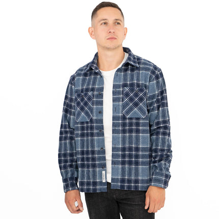 Jared Check Overshirt Storm Blue-Quality Brands Outlet-