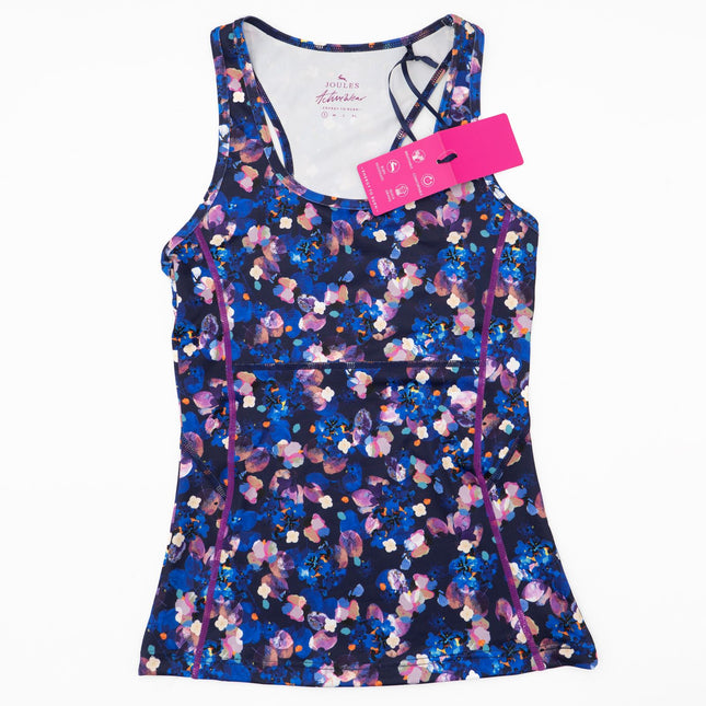 Joules Womens Top Purple Floral Sports Active Stretch Vest-Quality Brands Outlet-