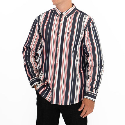Premium Brand Long Sleeve Navy Striped Shirt-Quality Brands Outlet-