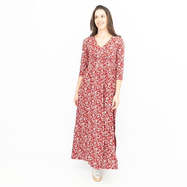 Seasalt Maggie Maxi Dress Berry Gathering Red-Quality Brands Outlet-