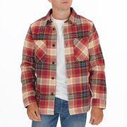 M&S Mens Cotton Rich Check Overshirt Red - Quality Brands Outlet