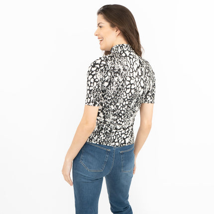 Karen Millen Black and White Print Short Sleeve Tops-Quality Brands Outlet-