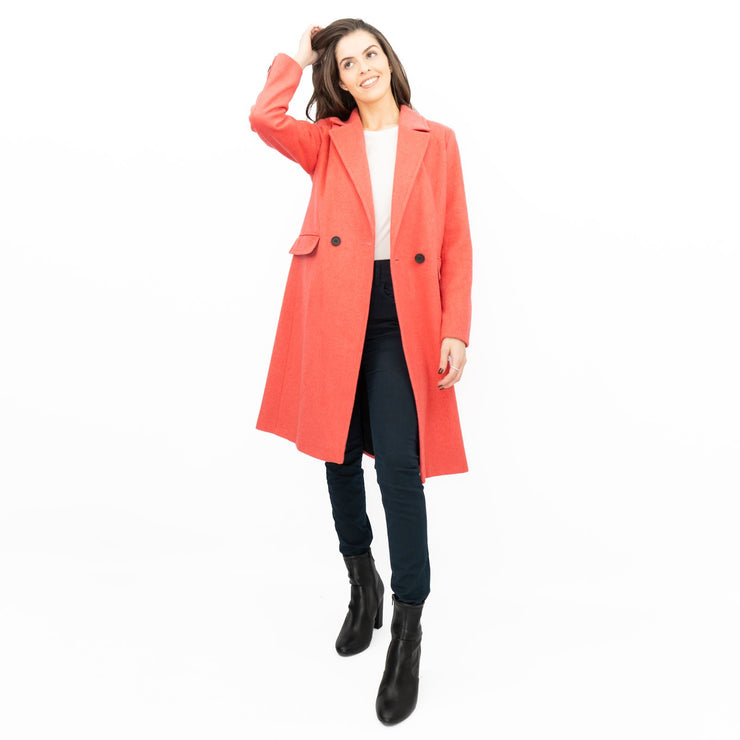 Phase Eight Revere Coat Wool Blend Double Breasted Knee Length Pink