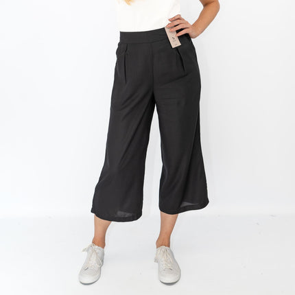 Womens Trousers Black Woven Crop Wide Leg-Quality Brands Outlet-