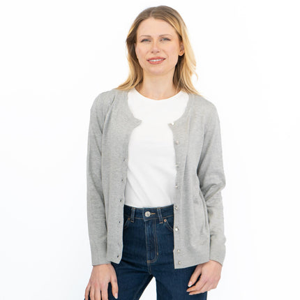 Dorothy Perkins Womens Cardigan Crew Neck Button Up Grey-Quality Brands Outlet-