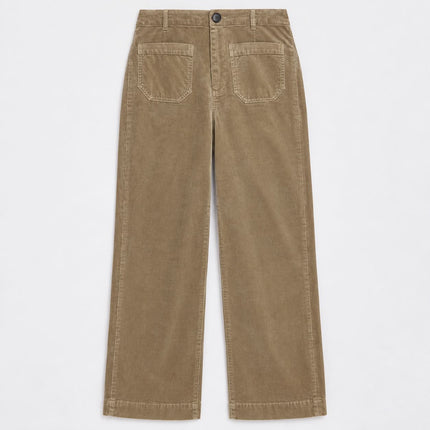 Womens Wide Leg Cord Trousers - Fawn